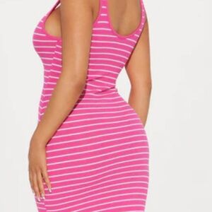 FASHION NOVA Ribbed Striped Midi Dress, Small